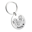 Picture-to-drawing Large Round Keyring – Personalized with Photo & Engraving